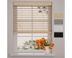 Bamboe Rolgordijn Binnenzonwering Hout Licht Eiken 80x240 cm - Brede Latten