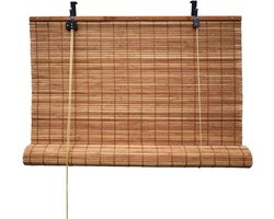 Bamboe Rolgordijn - Houten Jaloezie Gordijn - Privacy Creëren - Natuurlijke Uitstraling - 140x180 cm - Bruin