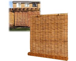Bamboe Rolgordijnen - Natuurlijke Zonwering - Privacy en Licht - Handgeweven Kwaliteit - 130x200cm - Natuurlijk Bruin
