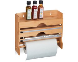 Bamboe Rollenhouder - 3 in 1 - Keukenrol, Folie en Meer - 1 stuk - Natuurlijk Bamboe