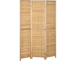 Bamboe Roomdivider 120x170 cm, 3-Delige Paravent, Vouwbaar Sichtschutz voor Woonkamer, Natuurlijk Handgeweven Design, Inclusief Antislip Voetjes