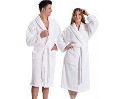 Bamboe Sauna Badjas - Wit - maat XL - badstof badjas - ochtendjas - duster - kamerjas - dames / heren / unisex