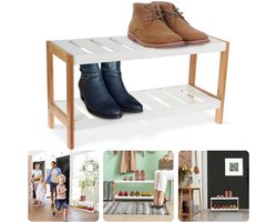 Bamboe Schoenenrek - Opbergoplossing voor Schoenen - Snelle Montage - Meerdere Lagen - 70 x 26 x H36 cm - MDF - Hout - Gangkastje - Schoenenkast - Voor 4-6 Paar - Stijlvol Design