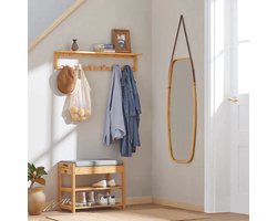 Bamboe Schoenenrek - Schoenenbank met opklapbaar bankje en zitkussen - Halschoen - Opbergbankorganizer met lade