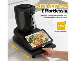 Bamboe schuifbord voor Thermomix TM7 met wielen, lichtgewicht en antislip rubberen voetjes voor eenvoudig gebruik en optimale stabiliteit