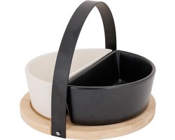 BAMBOE SERVEERPLANK + 2 SCHALEN 9,5X18,5X6CM