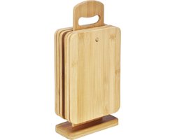 Bamboe Snijplanken Set - 6-delig - Met standaard - Hout