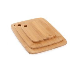 Bamboe Snijplanken Set van 3 – 100% Bamboe – Houten Snijplanken met Ophanggat – 3 Formaten – Snijplank voor Keuken, Vlees, Groente en Brood