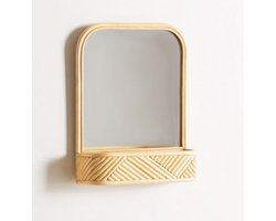 Bamboe Spiegel / Wandrek - Rotan - Naturel - Handgemaakt - 37 x 48 x 13 cm