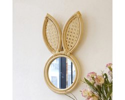 Bamboe Spiegeltje - Konijn - Naturel - Handgemaakt - 37 x 20 cm