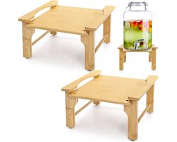 Bamboe Standaard voor Drankdispenser – Natuurlijke Houten Basis – Geschikt voor Glazen Waterkannen 15–20 cm