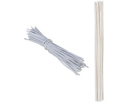 bamboe stokken set van 50 - 30 cm - Ø 5 mm - incl. 50 binddraadjes - wit