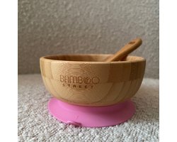Bamboe Street bamboo bowl organisch bakje - Baby Cadeau - Kinderservies set - Zuignap - Kinderbord - Baby servies - Baby bestek - Melamine & BPA-vrij - Kraamcadeau - Babyshower cadeau - Baby - Geboorte Cadeau - zuignap - milieuvriendelijk - roze pink
