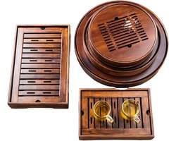 Bamboe Theeblad - Thee Tafel Gong Fu - Thee Ceremonie - Grote Water Opslag - 185x27x6cm - Natuurlijk Bamboe