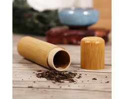 Bamboe Theepot Houder - Thee Opberger Doos - Keuken Opbergen - Natuurlijk Bamboe Materiaal - 2.5 x 12 cm - Bruin