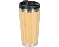 Bamboe Thermosbeker - Koffiebeker - Drinkbeker met Afsluitbare Bovenkant! - Travel Mug voor Koffie, Thee en Meer - Bamboo Look - 500ml