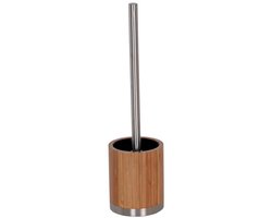 Bamboe toiletborstel met roestvrijstalen grip en hygiënische houder - 37 x 8 cm