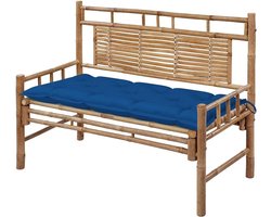 Bamboe Tuinbank - Buitenbank Kussen - Ontspannen Buiten - Waterdicht Kussen - 120 cm - Blauw