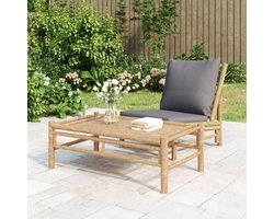 Bamboe tuintafel - Outdoor salontafel - Buiten genieten - Robuust tafelblad - 100 x 55 x 33 cm - Donkergrijs
