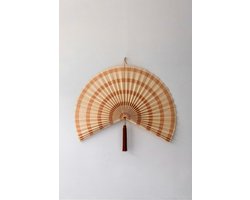 Bamboe waaier Extra Large terracotta | Bamboo wanddecoratie | Wanddecoratie waaier met kwastjes | Muurdecoratie bamboe