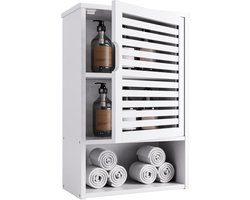 Bamboe Wandkast voor Badkamer - Ruimtebesparend - Wit - Boven het Toilet