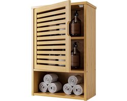 Bamboe Wandkastje voor Badkamer - Organiser boven Toilet - Natuurlijk