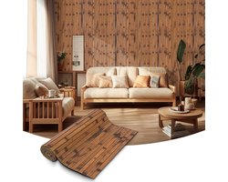 Bamboe Wandpaneel voor Interieurdecoratie in Woonkamer, Kantoor en Keuken - 0.4x2.4m, Donker Gebrand, Duurzaam en Stijlvol