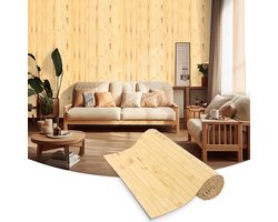 Bamboe Wandpaneel - Wandbekleding Lambrisering - Interieur Decoratie - Geweven Bamboe Constructie - 0.4 x 2.4 m - Licht verbrand