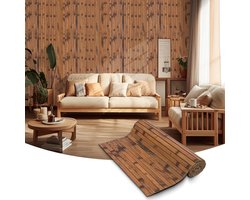 Bamboe-wandpanelen voor binnen, wandbekleding voor wanddecoratie woonkamer kantoor keukeneiland (0,3×2,4m, donker gebrand)