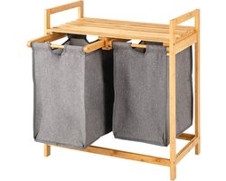 Bamboe Waskast met 2 Uittrekbare Wasmanden voor Badkamer en Kinderkamer