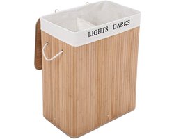 Bamboe wasmand - Naturel - 2 vakken - Opvouwbaar