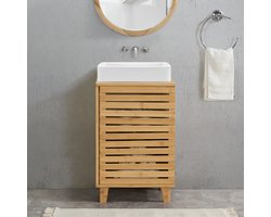 Bamboe wastafelonderkast Iveland 60x40x30 cm houtkleurig