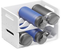 Bamboe Waterfles Organizer met Labels - Keuken Voorraadkast Opbergrek voor Kasten - Beker en Wijnfles Houder Plank Organisatoren