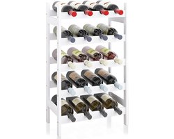 Bamboe wijnrek - 20 flessen houder - wit - vrijstaand