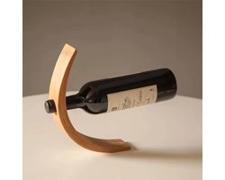 Bamboe Wijnrek Balans – Zwevend Wijnfles Rek – Elegant Design Wijnfleshouder – Duurzame Wijnstandaard van Bamboe – Perfect Cadeau voor Wijnliefhebbers