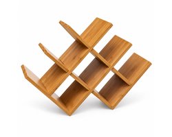 Bamboe Wijnrek voor 8 Flessen – Houten Flessenrek – Wijnflessenhouder – Vrijstaand Wijnrek – 46,5 x 32 x 16,5 cm – Bruin