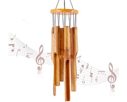 Bamboe windgong gedenkteken hout - groot hout voor binnen en buiten - 81 cm windgong voor tuin, tuin, terras en woondecoratie