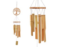 Bamboe windspel, windbel, houten muziek, hangende ornament, decoratie voor outdoor, indoor, huis, tuin, terras, veranda, binnenplaats, akkerland of balkon