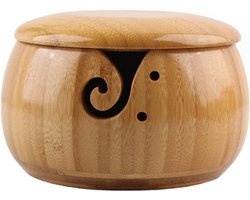 Bamboe wollen kom - hand brei kom - draagbare brei wollen kom met deksel - wol houder voor haaknaalden - wol kom voor het opslaan van kleinere rondes van katoen garen - accessoire breier geschenk - wol dispenser houder