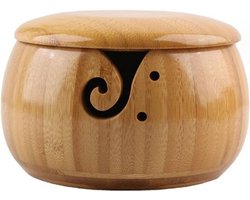 Bamboe wollen kom - hand brei kom - draagbare brei wollen kom met deksel - wol houder voor haaknaalden - wol kom voor het opslaan van kleinere rondes van katoen garen - accessoire breier geschenk - wol dispenser houder