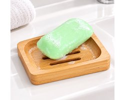 Bamboe Zeepbakje – Houten Zeephouder met Afvoer – Zeepplankje voor Badkamer & Keuken – 12 x 8 cm