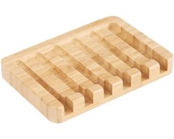 Bamboe zeepbakje met druppelbak - zelfdrainerende zeepspaarder voor douche en badkamer