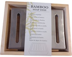 Bamboe - zeepbakje -met inox uitdruipbakje