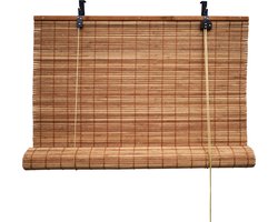 Bamboebaas® bamboe rolgordijn Fedde - Bruin - 140x180 cm - Natuurlijke look - Zonwerend - Duurzaam bamboe - Lichtdoorlatend - Geschikt voor binnen en buiten - Eenvoudige montage