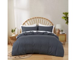 Bamboebaas premium bamboe dekbedovertrek - Charcoal grey - 240x200/220 cm - Lits-jumeaux - 100% biologisch bamboe - Antibacterieel - Hypoallergeen - Zijdezacht - Thermoregulerend
