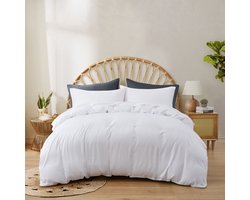 Bamboebaas premium bamboe dekbedovertrek - Pure white - 140x200/220 cm - 1-persoons - 100% biologisch bamboe - Antibacterieel - Hypoallergeen - Zijdezacht - Thermoregulerend