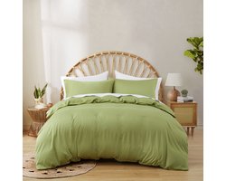Bamboebaas premium bamboe dekbedovertrek - Soft green - 240x200/220 cm - Lits-jumeaux - 100% biologisch bamboe - Antibacterieel - Hypoallergeen - Zijdezacht - Thermoregulerend