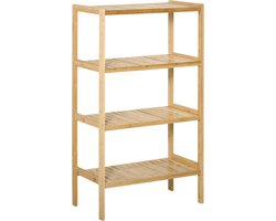 Bamboerek - 62 x 33 x 112 cm - 4-Laags Boekenkast voor Strand, Bureau en Keuken - Bamboe - Naturel