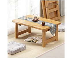 Bamboo Folding Table with Smooth Rounded Edges,Reinforced Legs & Metal Latches,Japanese Floor Table Folding Coffee Table Space-Saving Design for Home & Office(Natural wood,70x40x40cm)