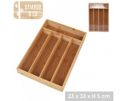 "BAMBOU & CO" Bestekbak van bamboe met 5 vakken - 23 x 33 x H5 cm
